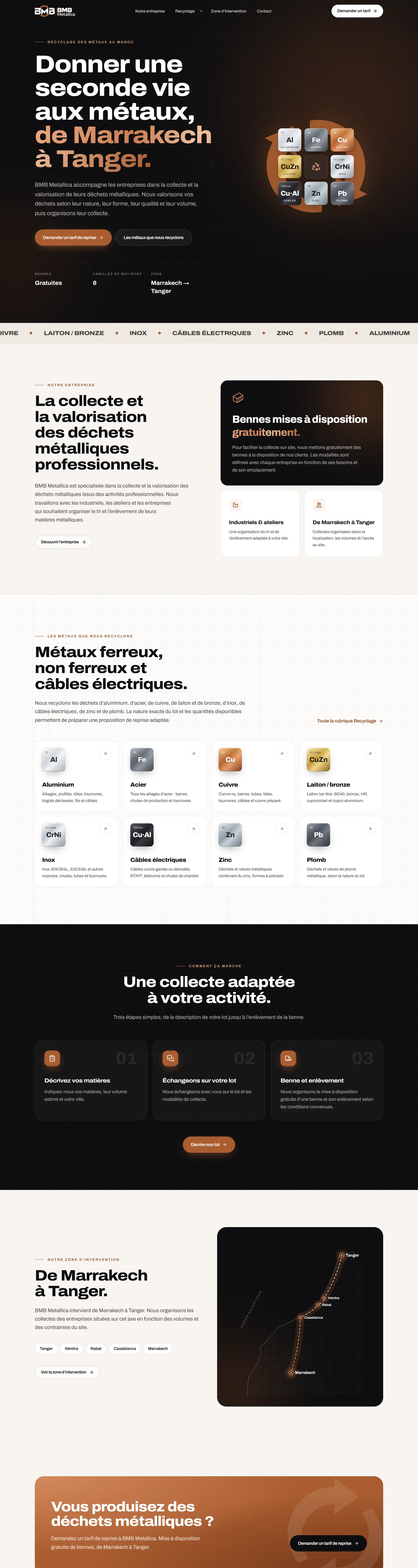 BMB Metallica — The home page, top to bottom