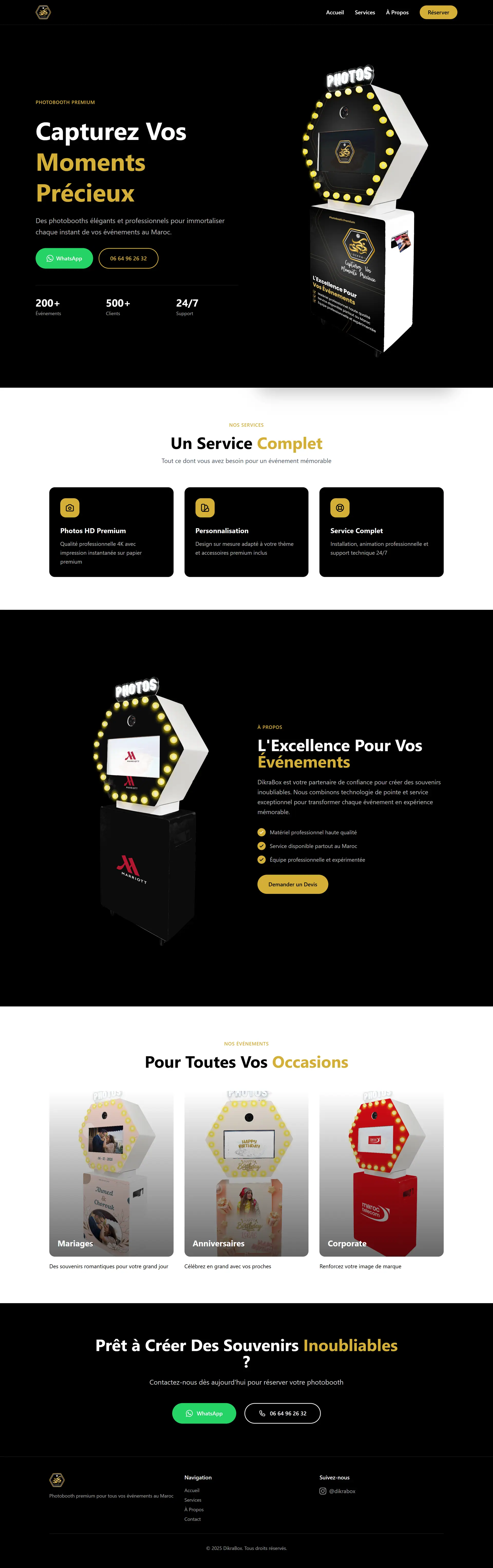 DikraBox — The home page, top to bottom