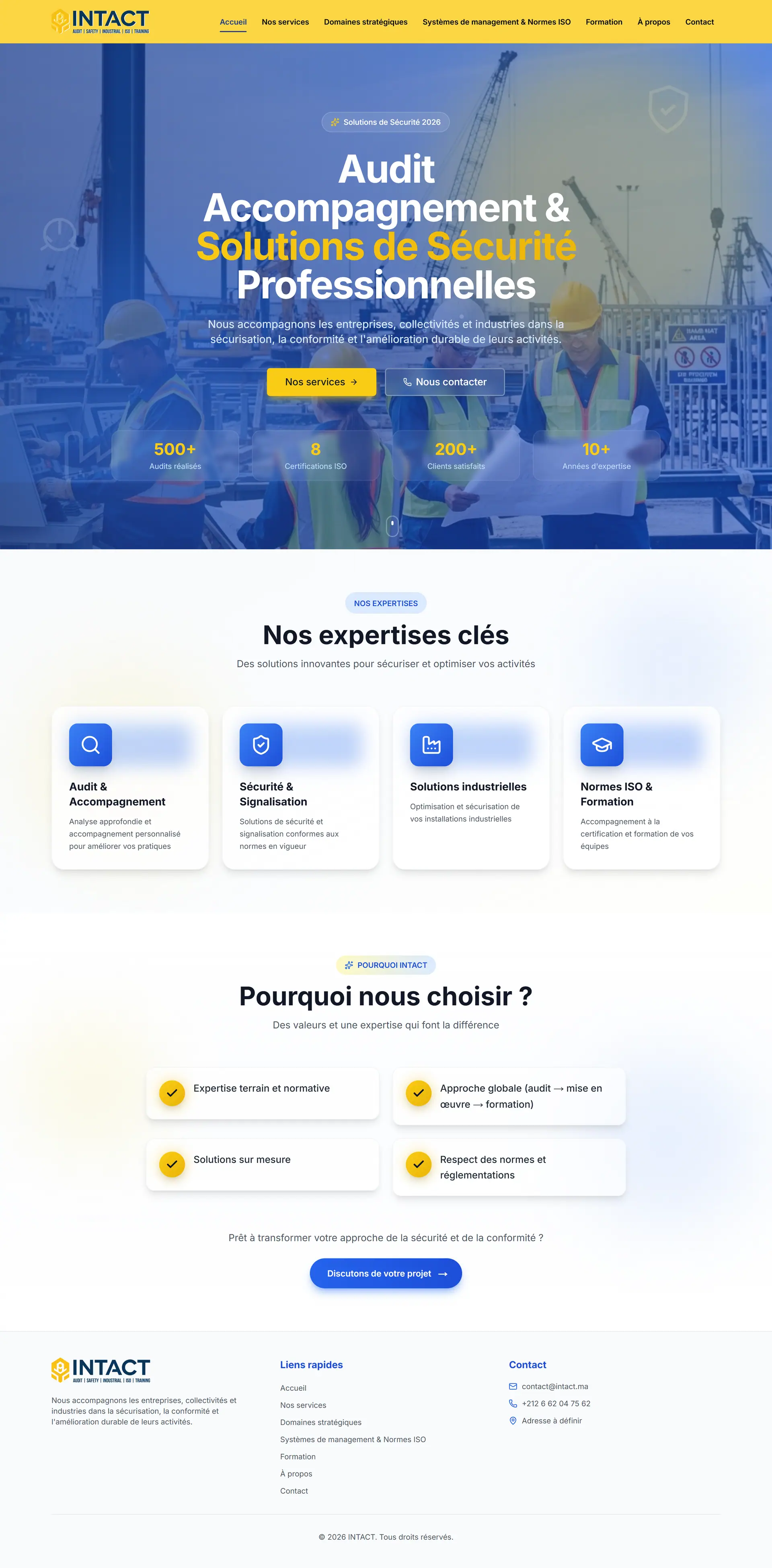 INTACT — The home page, top to bottom